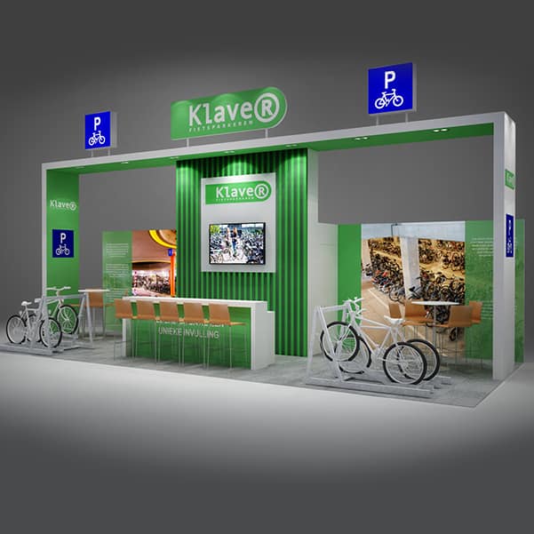 Dtp standbouw Klaver Fietsparkeren voor EMC Expo standbouw Utrecht